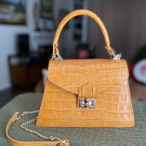 Persaman New York "Marta" Embossed Satchel Purse Borse in Pelle Italian Leather